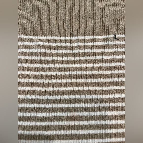 NEW 364 Brooks Brothers Tan/Camel & White Striped S S Pull Over Sweater- Large - Picture 2 of 7